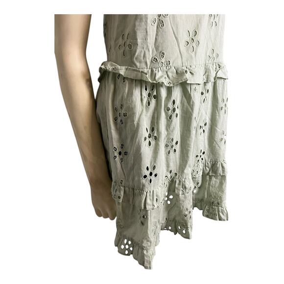 Asos Design Light Green Laser Cut Eyelet Lace Sun Dress 4  Mini Boho Coquette - Picture 4 of 10